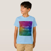 Aangepaste lichtblauwe Sjabloon Fototekst Kinderen T-shirt (Voorkant volledig)