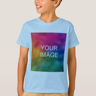 Aangepaste lichtblauwe Sjabloon Fototekst Kinderen T-shirt