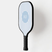 Aangepaste lichtblauwe streep met initialen pickleball paddle (Links)