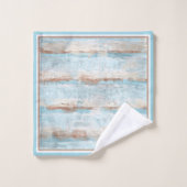 Aangepaste lichte Blauwgroen Aqua Blue Taupe White Bad Handdoek (Wasdoekje)