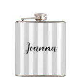 Aangepaste lichte grijze en witte strepen heupfles (Voorkant)