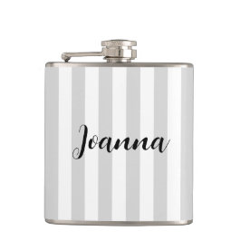 Aangepaste lichte grijze en witte strepen heupfles