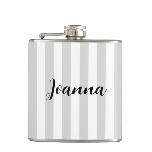 Aangepaste lichte grijze en witte strepen heupfles (Voorkant)