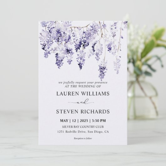 Aangepaste lichte Zachte Lavendel Paarse Bunch Wed Kaart (Staand voorkant)