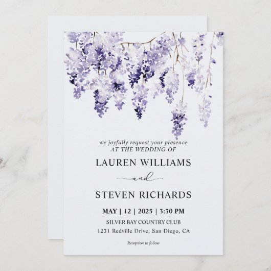 Aangepaste lichte Zachte Lavendel Paarse Bunch Wed Kaart (Voorkant / Achterkant)