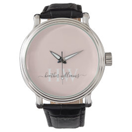 Aangepaste lichte zachte pastel massief roze wit m horloge
