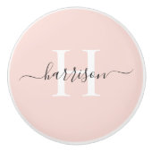 Aangepaste lichte zachte pastel massief roze wit m keramische knop (Voorkant)