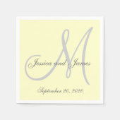 Aangepaste lichtgele gekleurde monogram papieren s servetten (Voorkant)