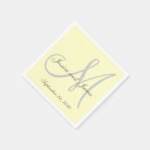 Aangepaste lichtgele gekleurde monogram papieren s servetten (Hoek)