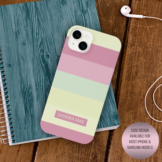 Aangepaste lichtgele limoen groen blush roze strep Case-Mate iPhone case