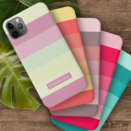 Aangepaste lichtgele limoen groen blush roze strep Case-Mate iPhone case