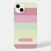 Aangepaste lichtgele limoen groen blush roze strep iPhone hoesje (Achterkant)