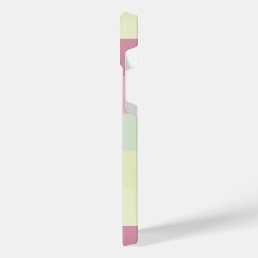 Aangepaste lichtgele limoen groen blush roze strep iPhone hoesje (Linkerkant)