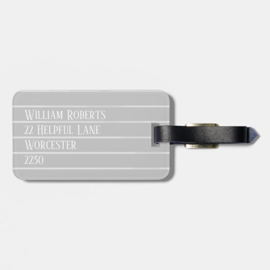 Aangepaste lichtgrijze instripes bagagelabel (Achterkant horizontaal)