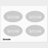 Aangepaste lichtgrijze instripes ovale sticker (Vel)