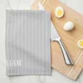 Aangepaste lichtgrijze instripes theedoek (Quarter Fold)