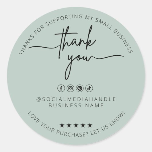 Aangepaste Lichtgroene Sticker Dank u Label (Voorkant)