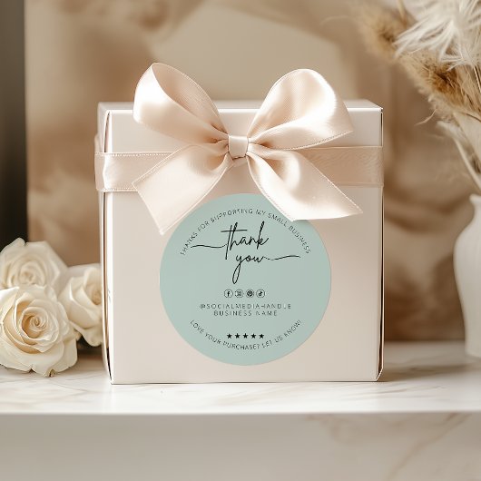 Aangepaste Lichtgroene Sticker Dank u Label