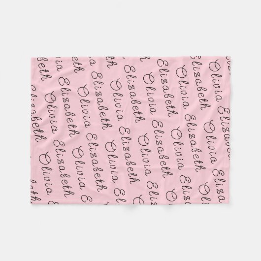 Aangepaste Lichtroze Gepersonaliseerde Baby Meisje Fleece Deken (Voorkant (Horizontaal))