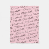 Aangepaste Lichtroze Gepersonaliseerde Baby Meisje Fleece Deken (Voorkant)