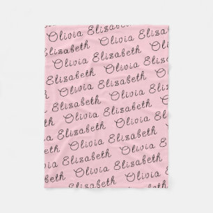 Aangepaste Lichtroze Gepersonaliseerde Baby Meisje Fleece Deken