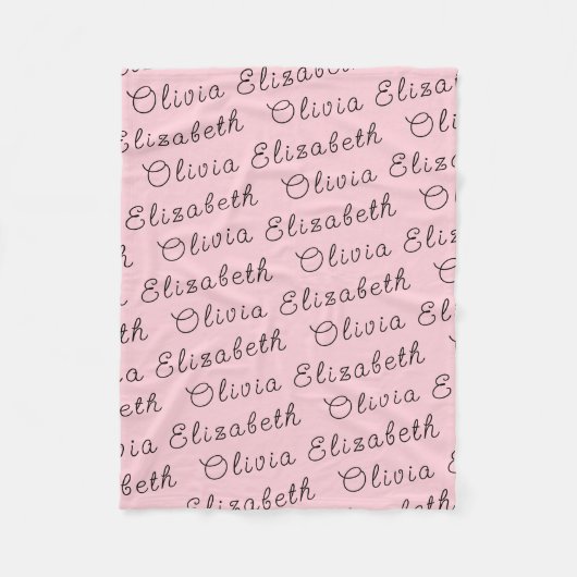 Aangepaste Lichtroze Gepersonaliseerde Baby Meisje Fleece Deken (Voorkant)