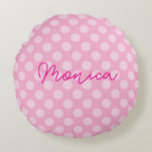 Aangepaste lichtroze pols rond kussen (Voorkant)