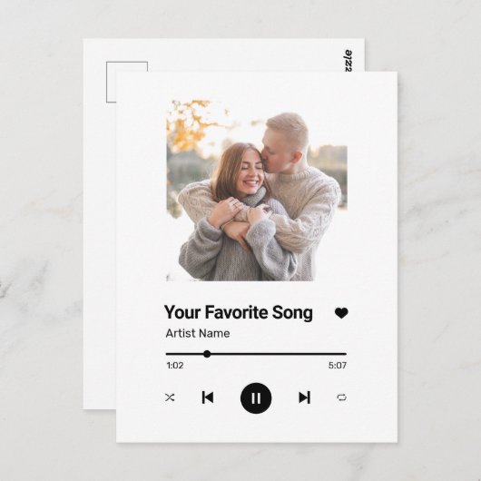 Aangepaste Lied Favoriete Lied Eén Foto Briefkaart (Voorkant / Achterkant)