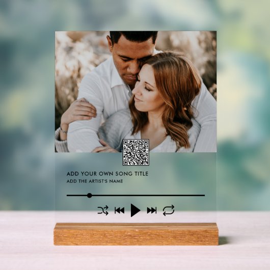 Aangepaste Lied Plaquette Foto QR Code Muziek Vide Acryl Bord (Neutraal)