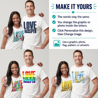 Aangepaste Liefde Accepteert Grafisch/Foto Opvulli T-shirt
