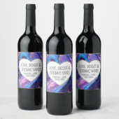 Aangepaste liefde, drank en kosmische vibes bruilo wijn etiket (Flessen)
