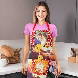 Aangepaste liefde emoji Foto Collage Apron Schort