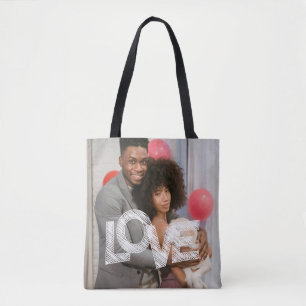 Aangepaste LIEFDE Gepersonaliseerde Twee Foto's Tote Bag