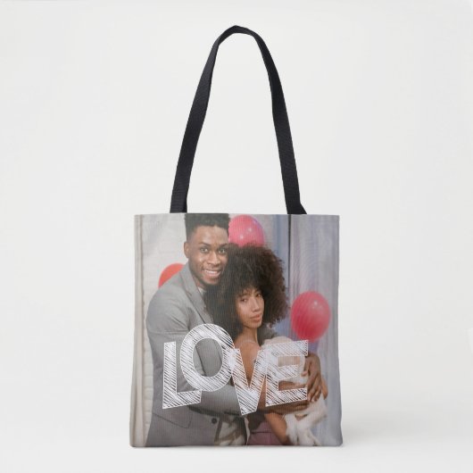 Aangepaste LIEFDE Gepersonaliseerde Twee Foto's Tote Bag (Voorkant)
