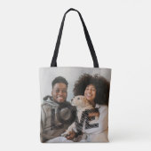 Aangepaste LIEFDE Gepersonaliseerde Twee Foto's Tote Bag (Achterkant)