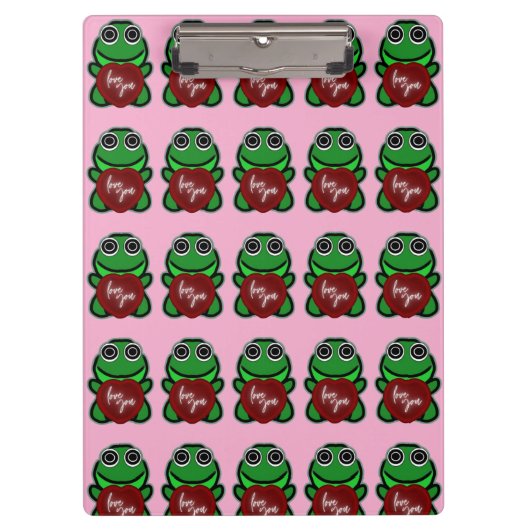 Aangepaste Liefde Jij Kawaii Kikker Hart Cadeau Klembord (Voorkant)