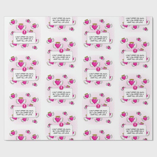 Aangepaste liefde msg stripstijl hart geschenken cadeaupapier (Vlak)