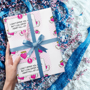 Aangepaste liefde msg stripstijl hart geschenken cadeaupapier