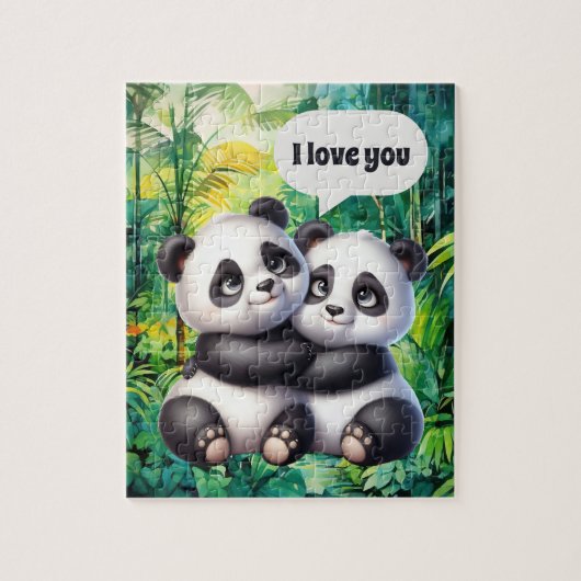 Aangepaste liefde panda's zijn schattig legpuzzel (Verticaal)