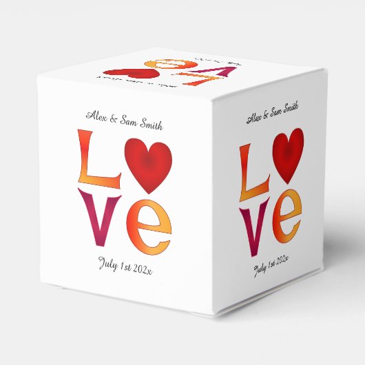 Aangepaste liefde vierkante bruiloft datum viering bedankdoosjes (Achterkant)