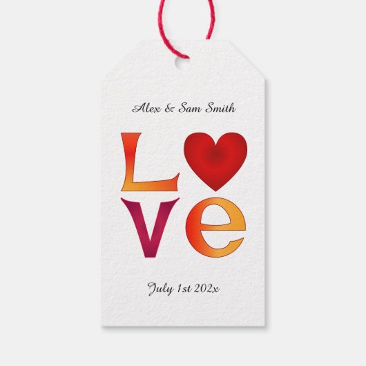 Aangepaste liefde vierkante bruiloft datum viering cadeaulabel (Achterkant)