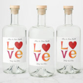Aangepaste liefde vierkante bruiloft datum viering likeurfles etiket (Flessen)