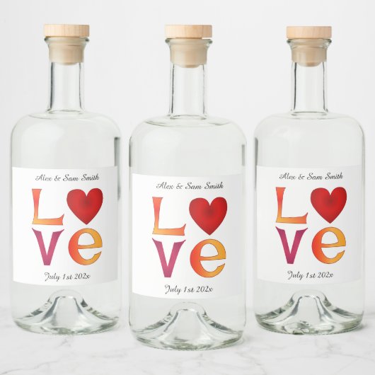 Aangepaste liefde vierkante bruiloft datum viering likeurfles etiket (Flessen)