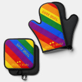 Aangepaste 'Liefde wint.' LGBT Rainbow Flag Pride  Ovenwant & Pannenlap Set (Voorkant / Achterkant)