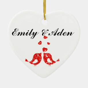 Aangepaste Liefdes Vogels Keramisch Ornament
