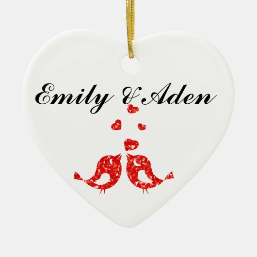 Aangepaste Liefdes Vogels Keramisch Ornament (Voorkant)