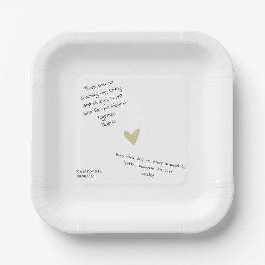 Aangepaste liefdesbrief handgeschreven typefout-pe papieren bordje (Voorkant)