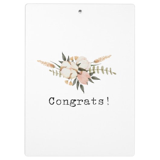 Aangepaste liefdesbruiloft waterverf florale elega klembord (Achterkant)