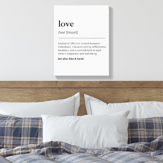 Aangepaste liefdesdefinitie met familienaam woorde canvas afdruk (Insitu (Slaapkamer))