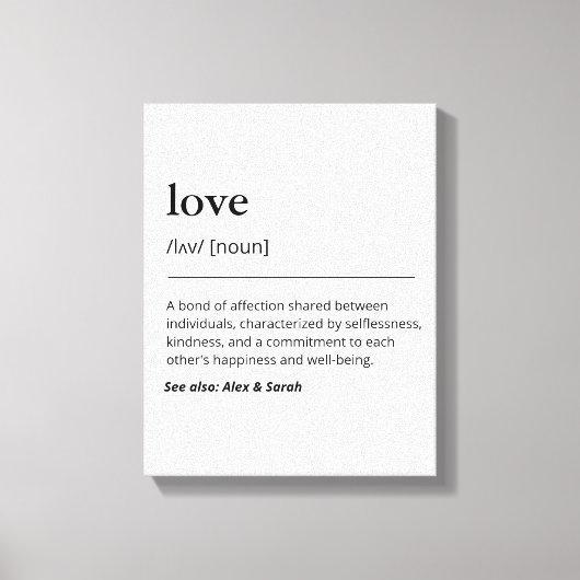 Aangepaste liefdesdefinitie met familienaam woorde canvas afdruk (Voorkant)
